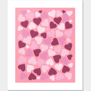 Pink Heart Pattern Posters and Art